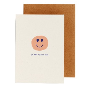 Hello August Postkaart Smiley 'You make my heart smile'