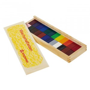 Stockmar Wasblokjes Assortiment (24 kleuren) in een houten kist