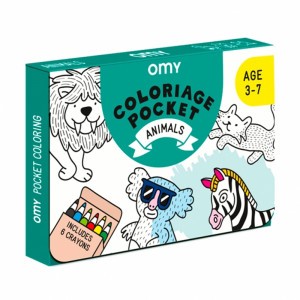 OMY Pocket Kleurplaat en 6 potloodjes - Animals