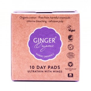 Ginger Organic Maandverband Dag (met vleugels) individueel verpakt (10 stuks)