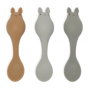 Konges Slojd Silicone Baby Lepel (3-pack) Bunny Blue