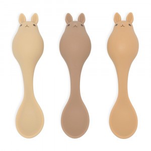 Konges Slojd Silicone Baby Lepel (3-pack) Bunny Rose