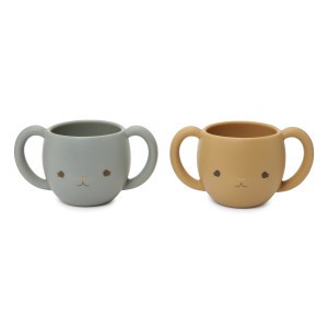 Konges Slojd Cutie Cup Silicone Drinkbeker (2-pack) Quarry Blue/Almond