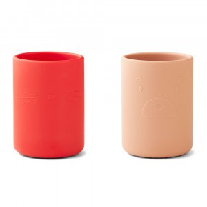 Liewood Ethan Silicone Drinkbeker (2-pack) Apple Red/Tuscany Rose Mix 