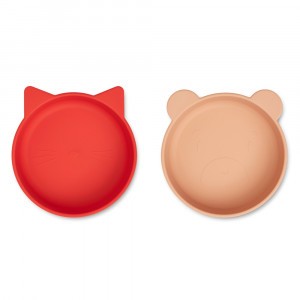 Liewood Vanessa Silicone Kommetjes (2-pack) Apple Red/Tuscany Rose Mix 