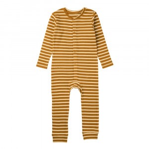 Liewood Birk Pyjama Jumpsuit Stripe: Golden Caramel/Sandy
