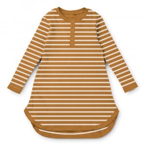 Liewood Alva Nachtkleedje Stripe: Golden Caramel/Sandy