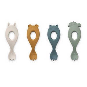 Liewood Liva Silicone Lepels (4-pack) Faune Green Multi Mix