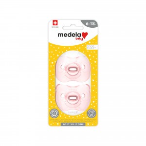 Medela Baby Fopspeen Soft Silicone 6-18m Soft Pink (duo)
