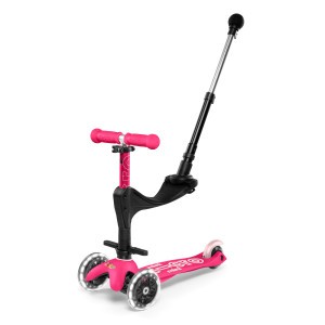 Micro Step Mini Deluxe 3 in 1 Pink + LED (Push Bar)
