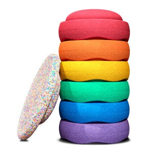 Stapelstein Stapelstenen 'Special' Classic Rainbow 6 + Balanceerbord Super Confetti