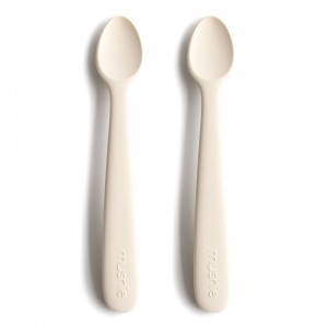 Mushie Silicone Voedingslepel (2-pack) Ivory