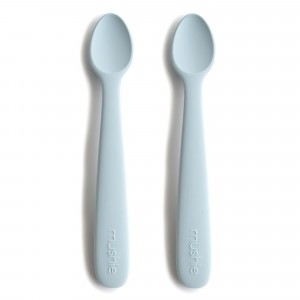 Mushie Silicone Voedingslepel (2-pack) Powder Blue