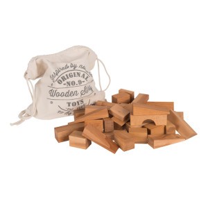 Wooden Story Houten Bouwblokken XL Natural Zak (50 stuks)